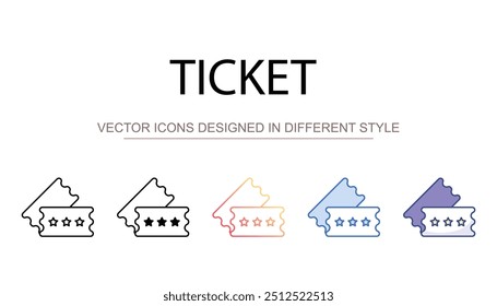 Ticket icon design with white background stock illustration