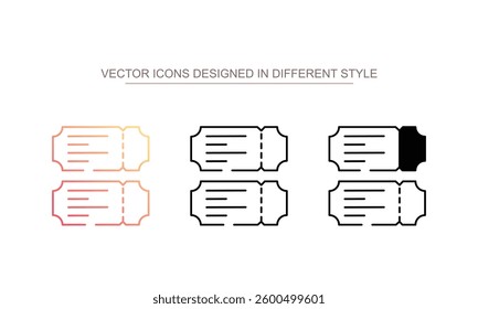 Ticket icon design with white background stock illustration