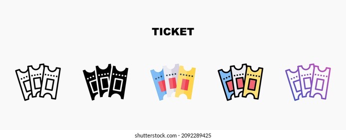 Ticket icon designed in outline flat glyph filled line and gradient. Perfect for website mobile app presentation and any other projects. Enjoy this icon for your project.