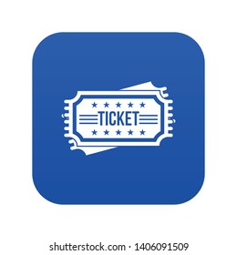 Ticket icon digital blue for any design isolated on white vector illustration