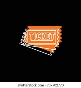 Ticket icon. Doodle illustration of Ticket vector icon for web isolated on black background