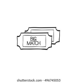 Ticket icon in doodle sketch lines. Cinema, concert, shows 
