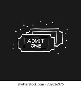 Ticket icon in doodle sketch lines. Cinema, concert, shows 