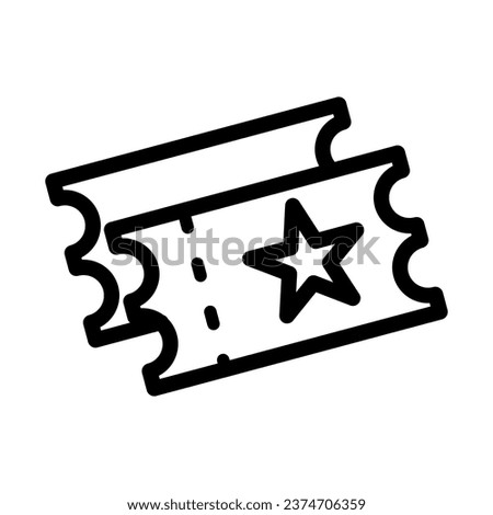 
 ticket icon, with editable stroke. Gift ticket sign with star. Gift coupon, movie ticket, entrance pass, raffle and lottery card.
