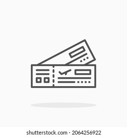 Ticket icon. Editable Stroke and pixel perfect. Outline style. Vector illustration. Enjoy this icon for your project.
