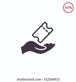  Ticket icon flat .
