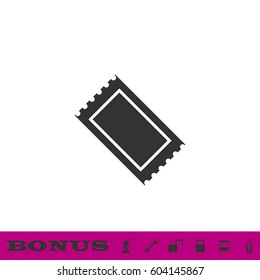 Ticket icon flat. Black pictogram on white background. Vector illustration symbol and bonus button