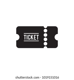 Ticket icon, flat black, simple design for using with internet, vector, illustration. Isolate on white background.