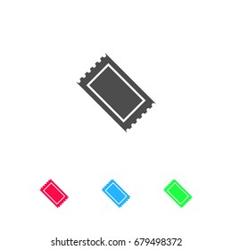 Ticket icon flat. Color pictogram on white background. Vector illustration symbol and bonus icons
