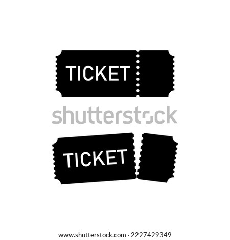 Ticket icon flat deisgn black color isolated on white background.