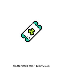 Ticket icon, flat design line art thin style. Saint Patrick's Day vector illustration