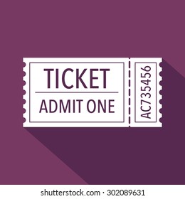 Ticket icon. Flat design. Vector illustration