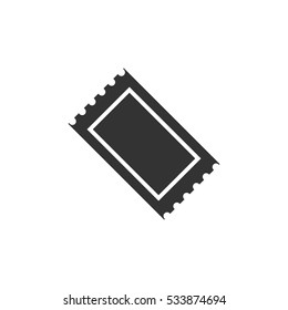 Ticket icon flat. Illustration isolated on white background. Vector grey sign symbol