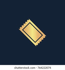 Ticket icon flat. Simple gold pictogram on dark background. Vector illustration symbol