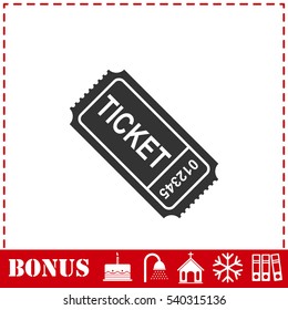 Ticket icon flat. Simple vector symbol and bonus icon