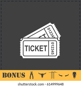 Ticket icon flat. Simple vector symbol and bonus icon