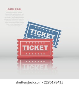 Ticket icon in flat style. Admit one illustration pictogram. Access business concept.