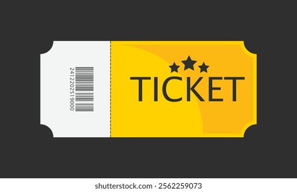 Ticket icon in flat style. Coupon vector illustration on isolated black background. Voucher sign business concept. ticket of cinema for movie. Template business.
