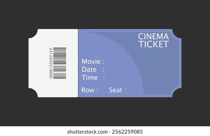 Ticket icon in flat style. Coupon vector illustration on isolated black background. Voucher sign business concept. ticket of cinema for movie. Template business.