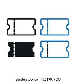 Ticket icon in flat style in four variants. Simple vector illustration.