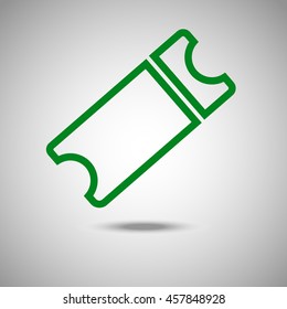 Ticket icon. Flat style. Grey background. Vector illustration.