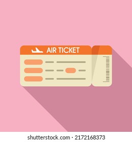 Ticket icon flat vector. Airline pass. Air flight
