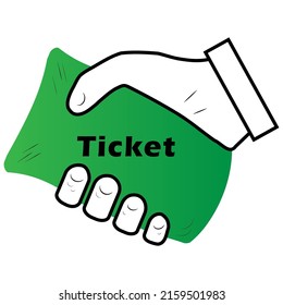 Ticket icon flat .ticket. ticket in vector. ticket in hand in vector.