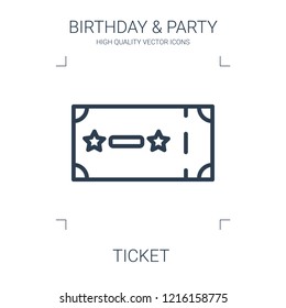 ticket icon. high quality line ticket icon on white background. from birthday party collection flat trendy vector ticket symbol. use for web and mobile