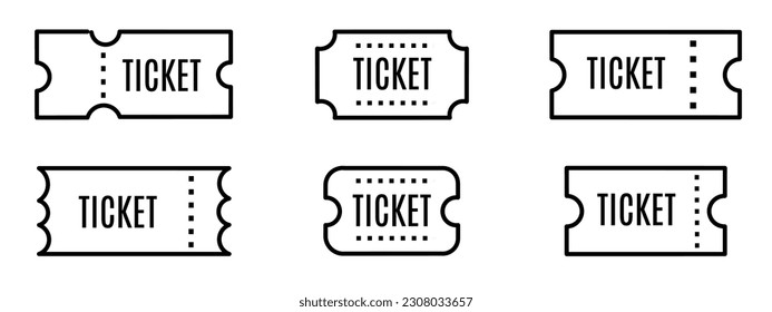 Billete. Ilustración de icono de tickets. Vector de material.