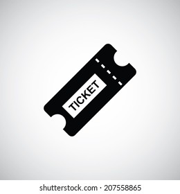 ticket icon, isolated, black on the white background. Vector