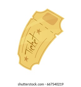 Ticket icon isolated on a white background. Flat style. Movie ticket or retro cinema. Vector illustration.