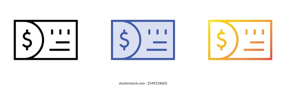 ticket icon. Linear, Blue Fill and Gradient Style Design Isolated On White Background