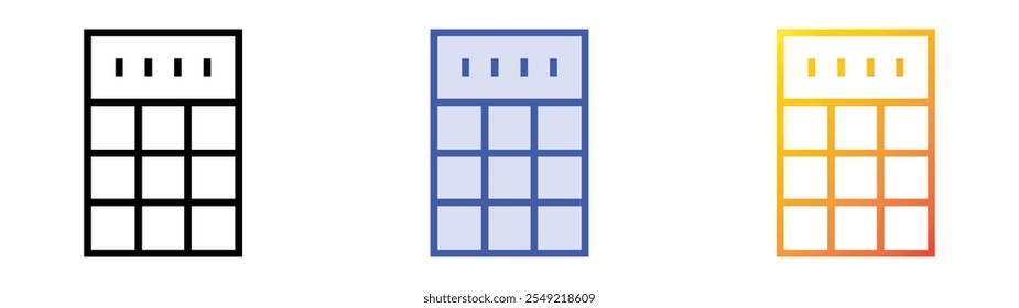 ticket icon. Linear, Blue Fill and Gradient Style Design Isolated On White Background