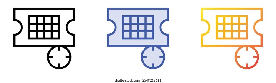 ticket icon. Linear, Blue Fill and Gradient Style Design Isolated On White Background