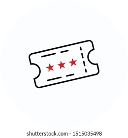 Ticket icon, linear symbol vector design. Great for mobile app, web design, print materials, etc.