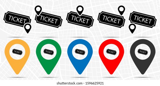 Ticket icon icon in location set. Simple glyph, flat illustration element of cinema theme icons