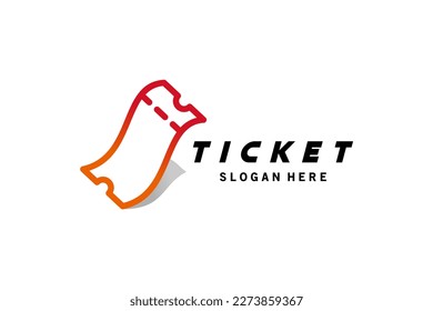 Ticket icon logo design with modern line concept