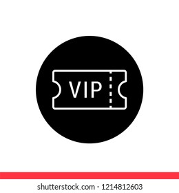 Ticket icon in modern flat design isolated on white background. Vip vector illustration for web site or mobile app