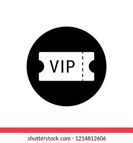 Ticket icon in modern flat design isolated on white background. Vip vector illustration for web site or mobile app