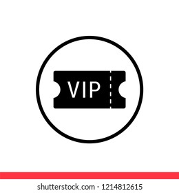 Ticket icon in modern flat design isolated on white background. Vip vector illustration for web site or mobile app