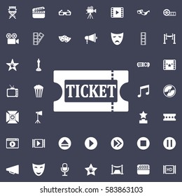 Ticket icon. Movie Set of icons