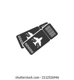 Ticket icon on background. Vector illustration. The linear image of a plane ticket