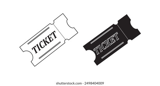 Ticket Icon on Black and White Vector Backgrounds