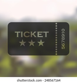 ticket icon on blurred background
