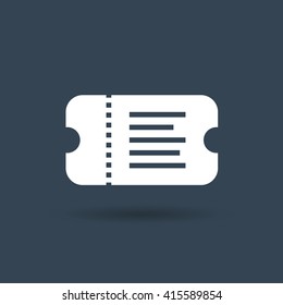 Ticket icon on dark background. Vector illustration.