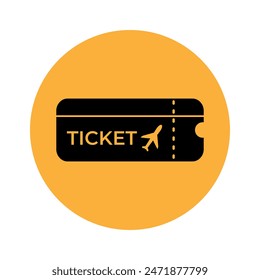Ticket icon on orange background