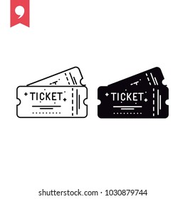 Ticket icon on white background. Vector illustration.