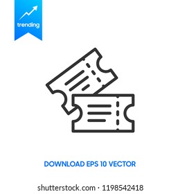 Ticket icon on white background. Vector illustration.