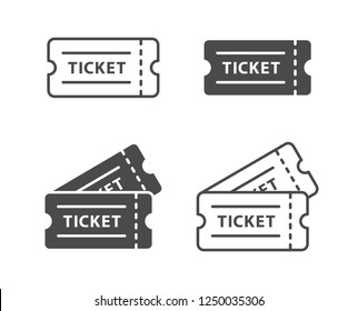 Ticket icon on white background. Vector illustration