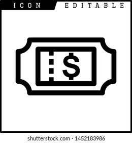Ticket icon on white background. Vector illustration.